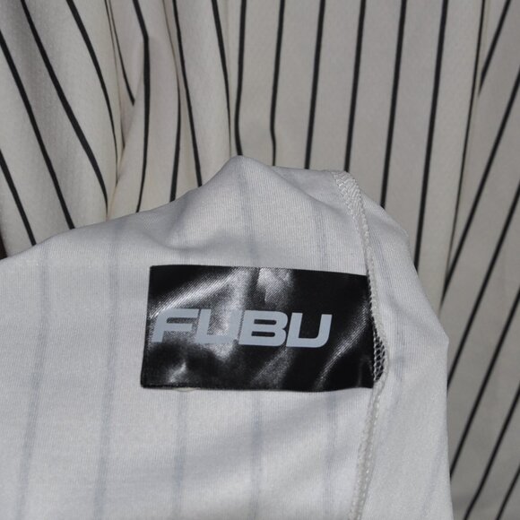 FUBU 05 Black & White Striped Baseball Jersey Short Sleeve Top 4XT - Picture 6 of 9